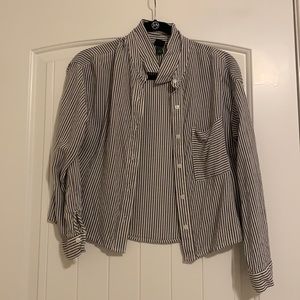 Women Small Button Up Shirt Stripped -worn once